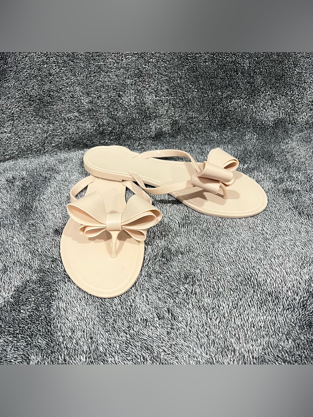 Women's Jelly Bow Flip Flop Sandals beige size 8.5 (39)